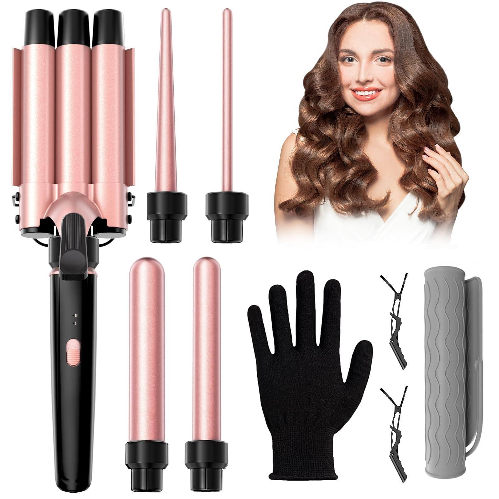 The Best Inks - 5 In 1 Curling Iron Wand Set With 3 Crimper Hair And 4 Interchangeable Ceramic Wand(0.35 -1.25 ) Fast - Default