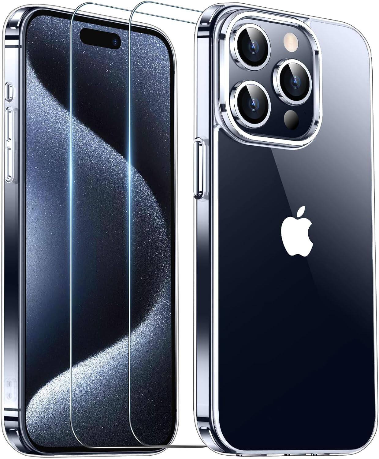 Front. Entronix - Entronix iPhone 15 Pro Bundle: Clear Case with 2 Screen Protectors for Ultimate Protection - Clear.