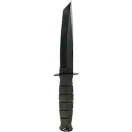 KA-BAR - 5.25" Fixed Blade Smooth Edge Short Tanto Knife w/ Sheath - Black