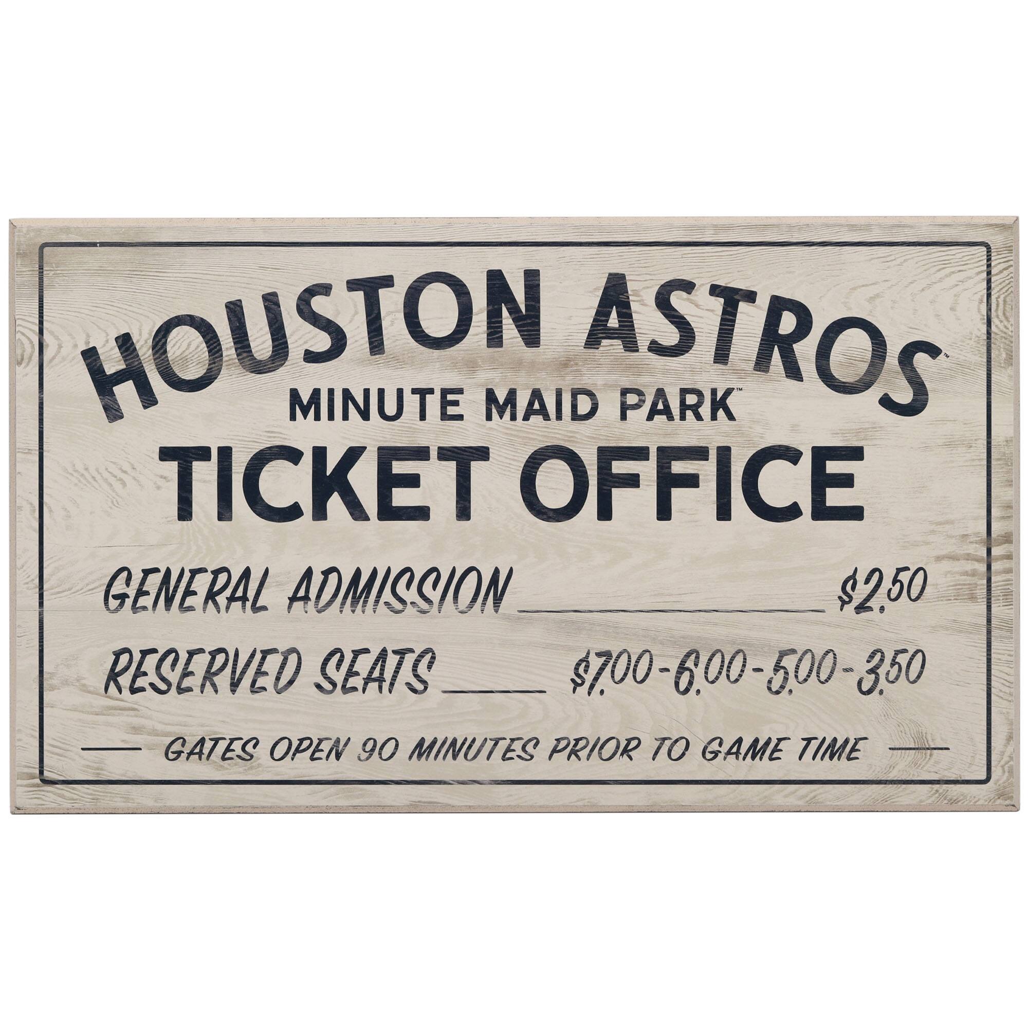 Houston Astros 10" x 17" Ticket Office Wood Sign