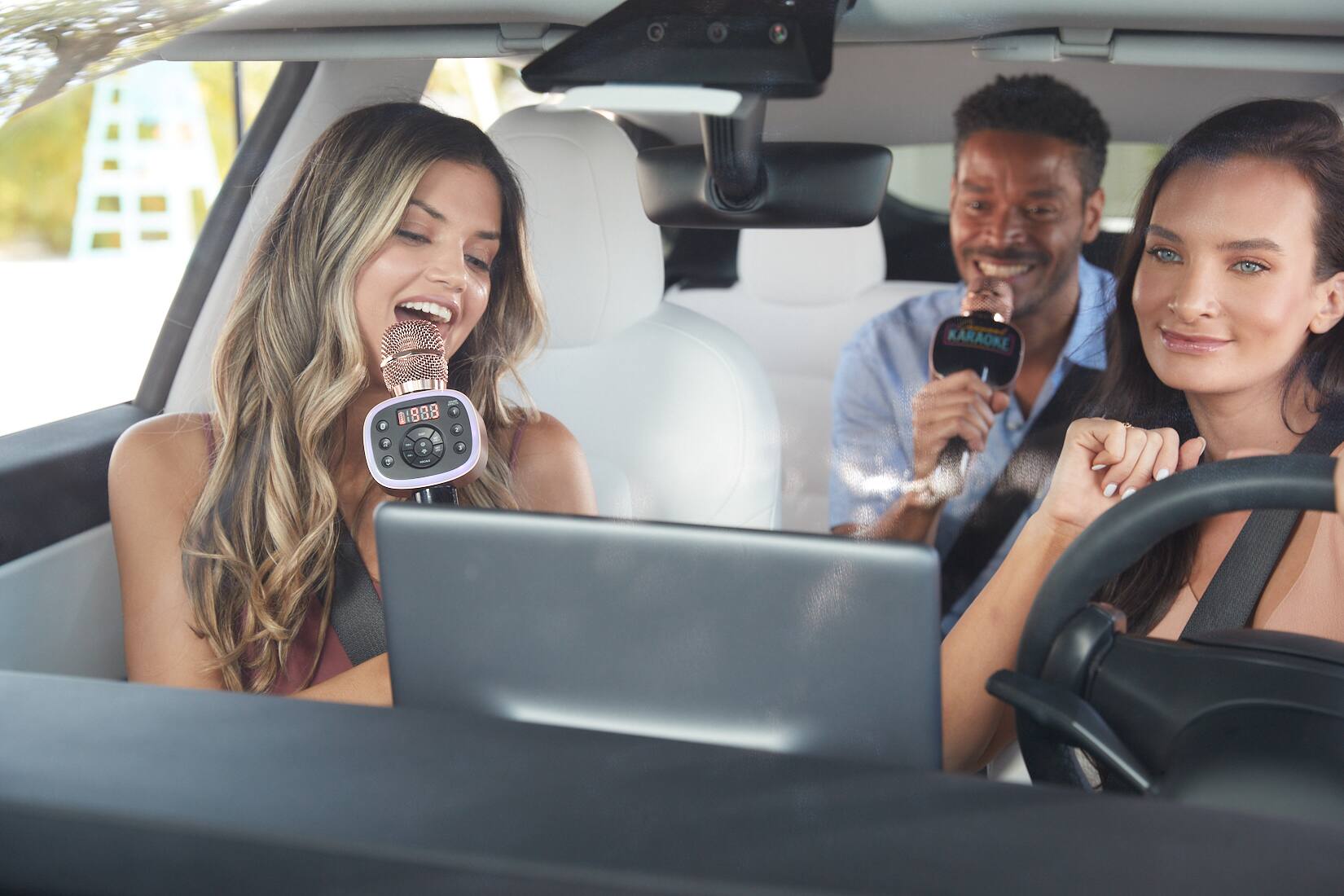 Left. Singing Machine - Carpool Karaoke The Mic 2.0 Karaoke System - Rose Gold.