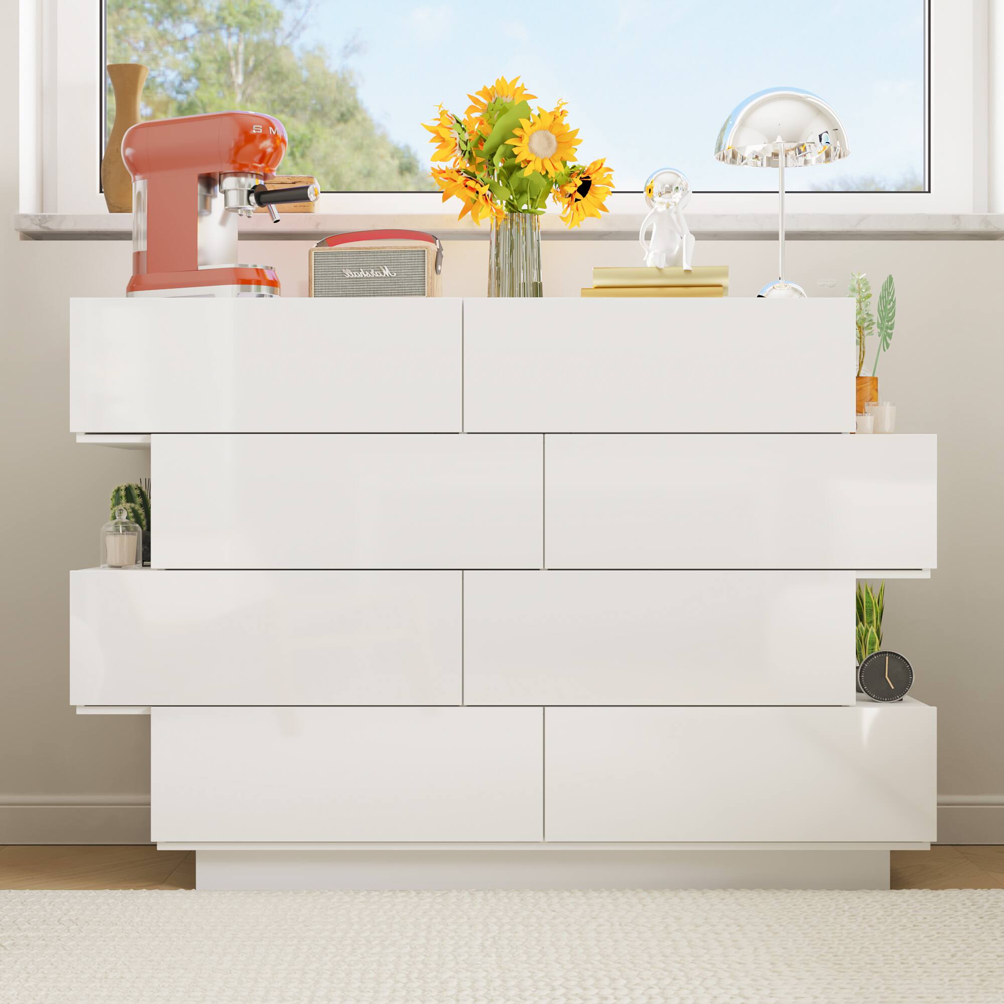 Alt View 5. FUFU & GAGA - FUFU&GAGA Staggered Storage Chest: Modern Minimalist Organizer - White.
