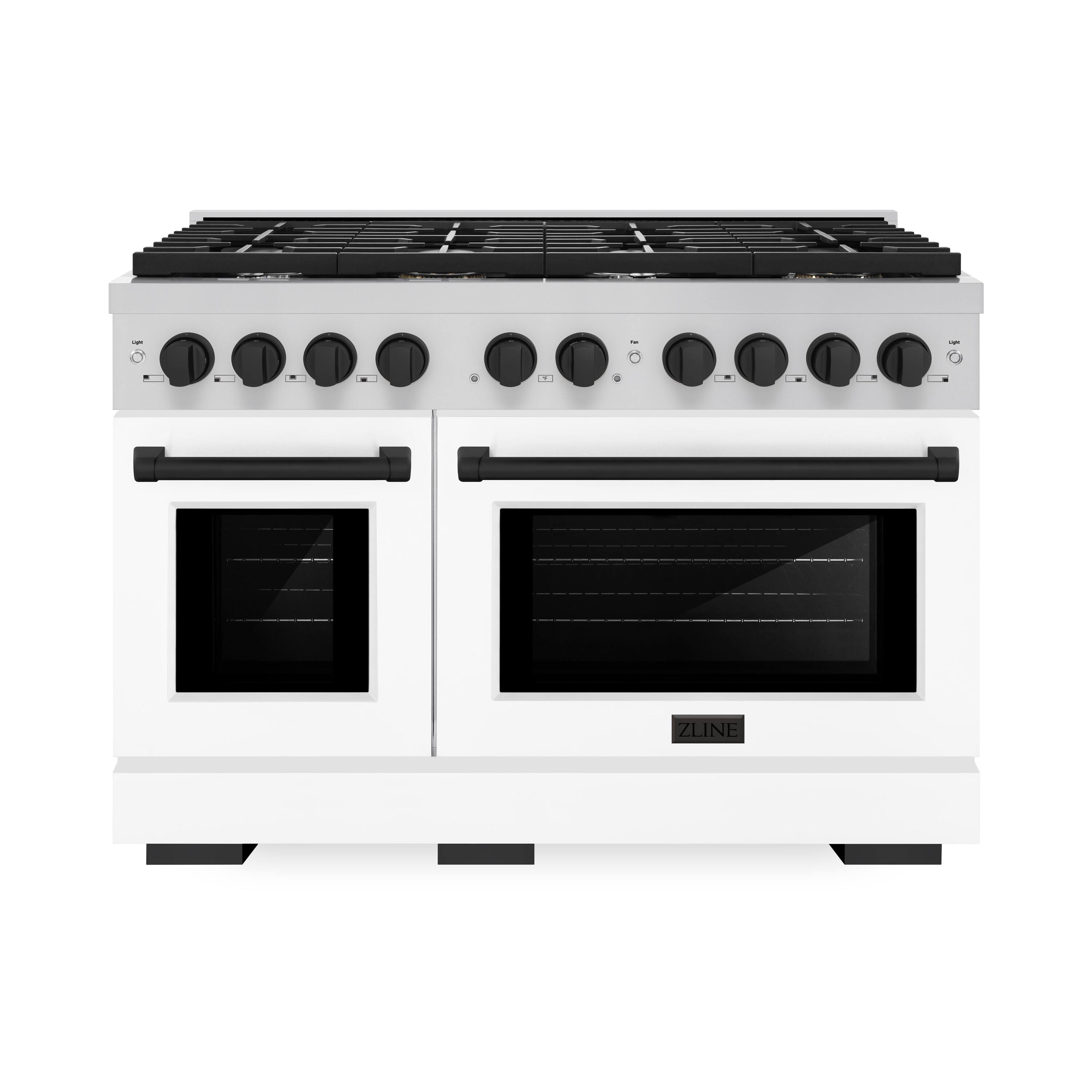 Front. ZLINE - ZLINE Autograph 48" Paramount Double Oven Dual Fuel Range with White and Black Accents (SDRZ-WM-48-MB) - White.