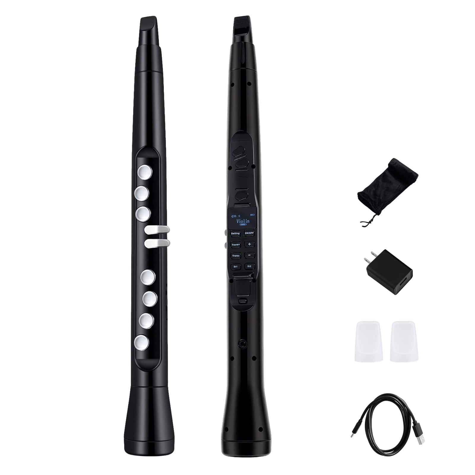 Costway - Electronic Saxophone with Wireless MIDI 4-Octave Range & 2 Fingerings with HIFI Speaker - Black