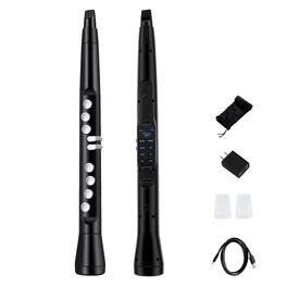 Costway - Electronic Saxophone with Wireless MIDI 4-Octave Range & 2 Fingerings with HIFI Speaker - Black