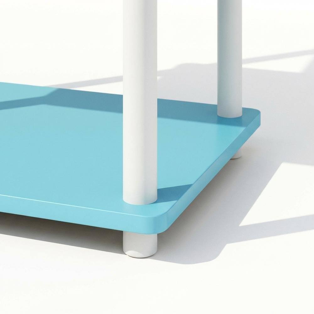 Alt View 2. FurniFact - Wooden Bookcase with Open Shelves and Durable Construction for Living Room - Light Blue/White.