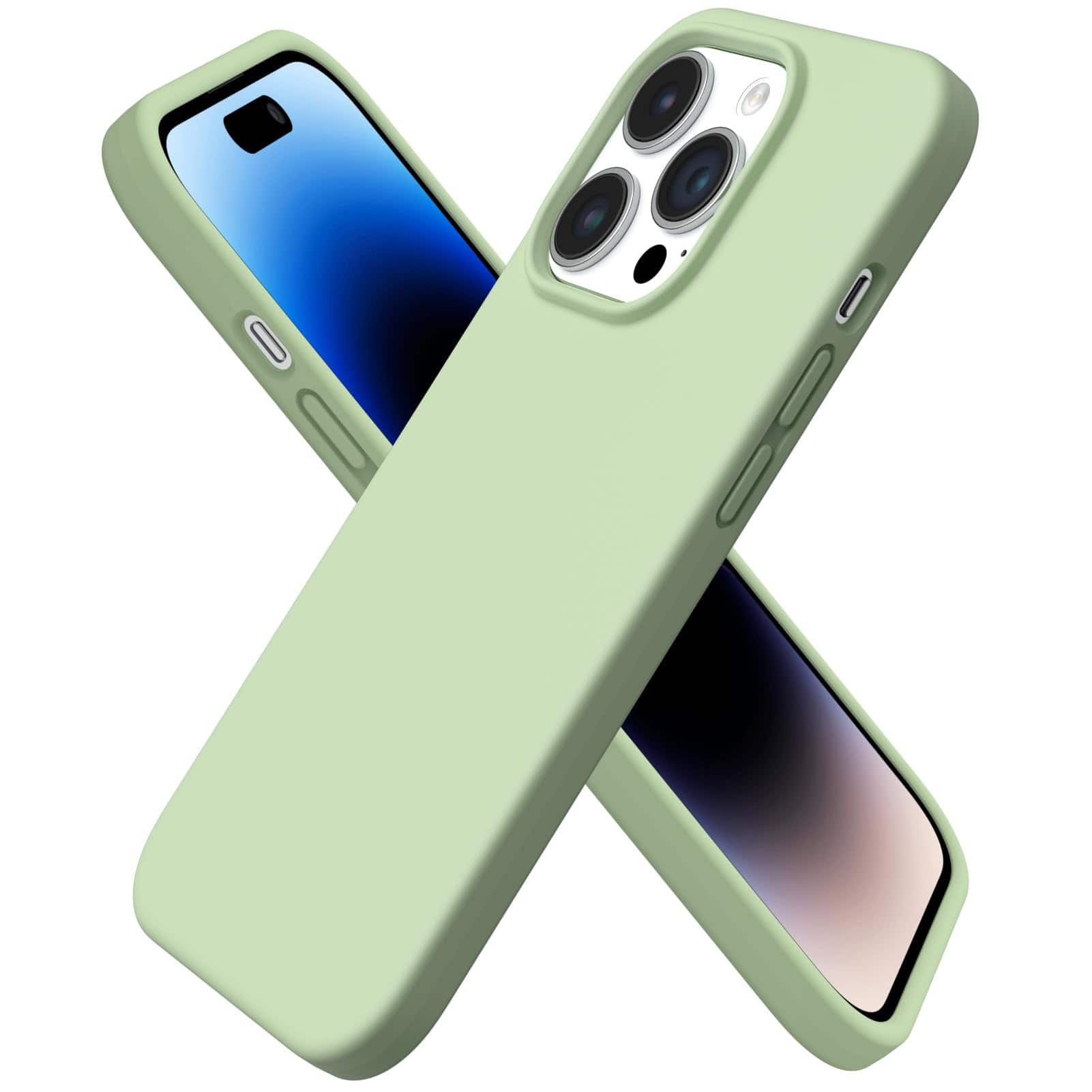 Front. Ornarto - ORNARTO Designed for iPhone 14 Pro Case 6.1",Slim Liquid Silicone 3 Layers Full Covered Protective Cover-Pistachio Green - Pistachio Green.