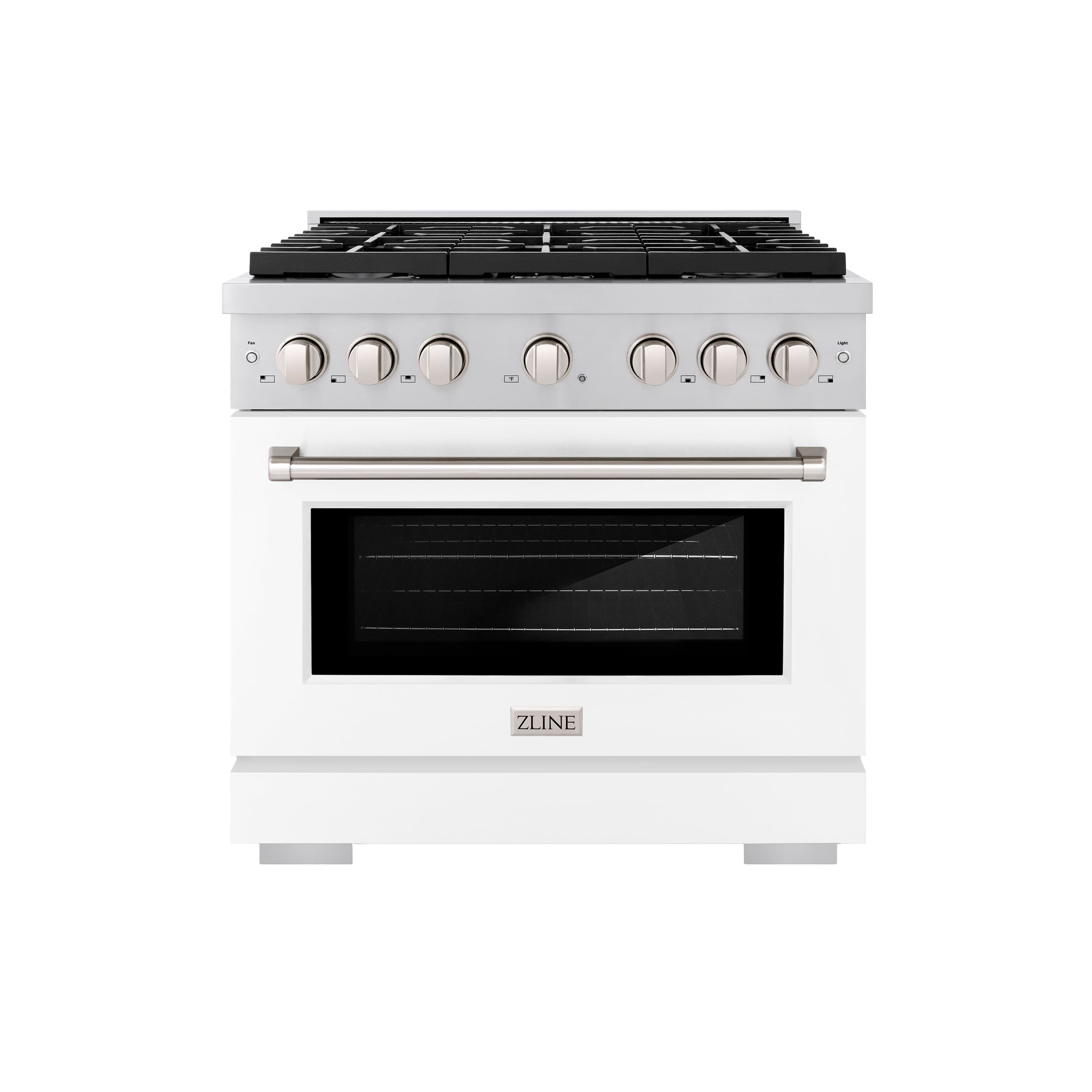 ZLINE - 36" Paramount Dual Fuel Range with 6 Burners and Convection Oven (SDR-WM-36) - Satin Steel/White Matte - Front_Zoom
