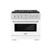 ZLINE - 36" Paramount Dual Fuel Range with 6 Burners and Convection Oven (SDR-WM-36) - Satin Steel/White Matte - Front_Zoom