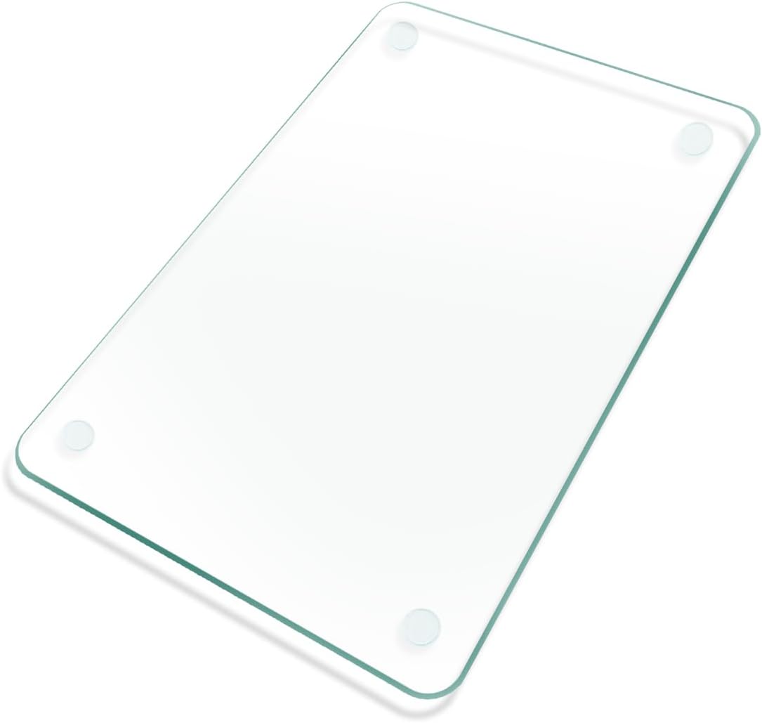 Front. PARKER SLATER - Tempered Glass Cutting Board 12x8 – Clear, Heat & Scratch Resistant.