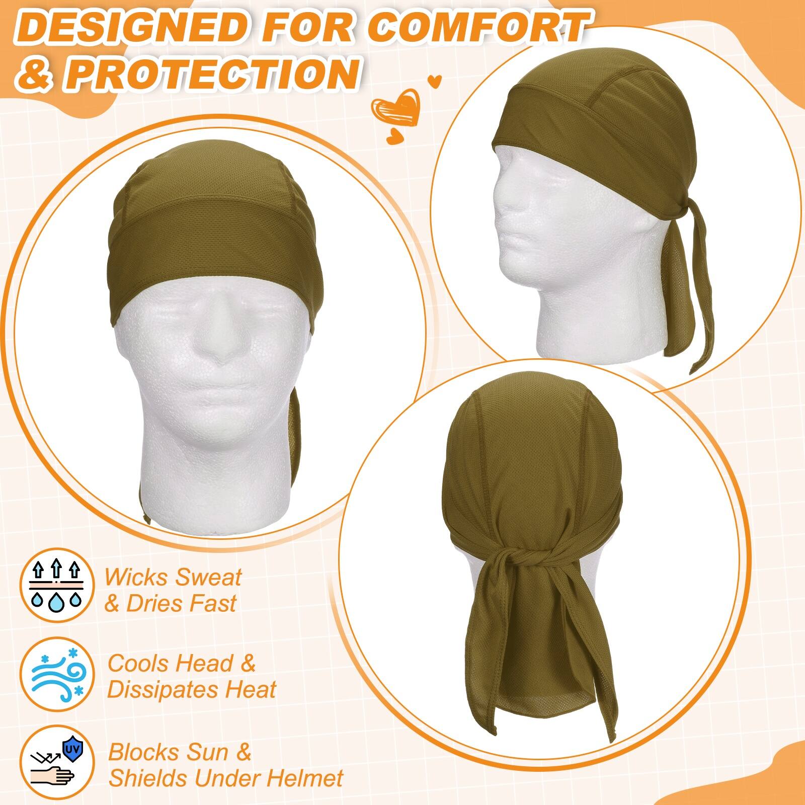 DESIGNED FOR COMFORT & PROTECTION

- Wicks Sweat & Dries Fast
- Cools Head & Dissipates Heat
- Blocks Sun & Shields Under Helmet