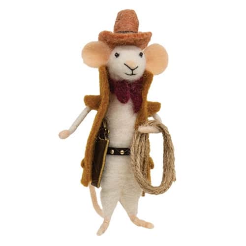 BreeBe - Cowboy Mouse Ornament - Multicolor