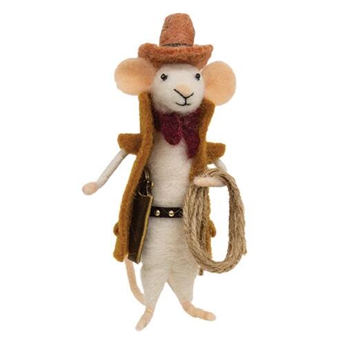 BreeBe - Cowboy Mouse Ornament - Multicolor