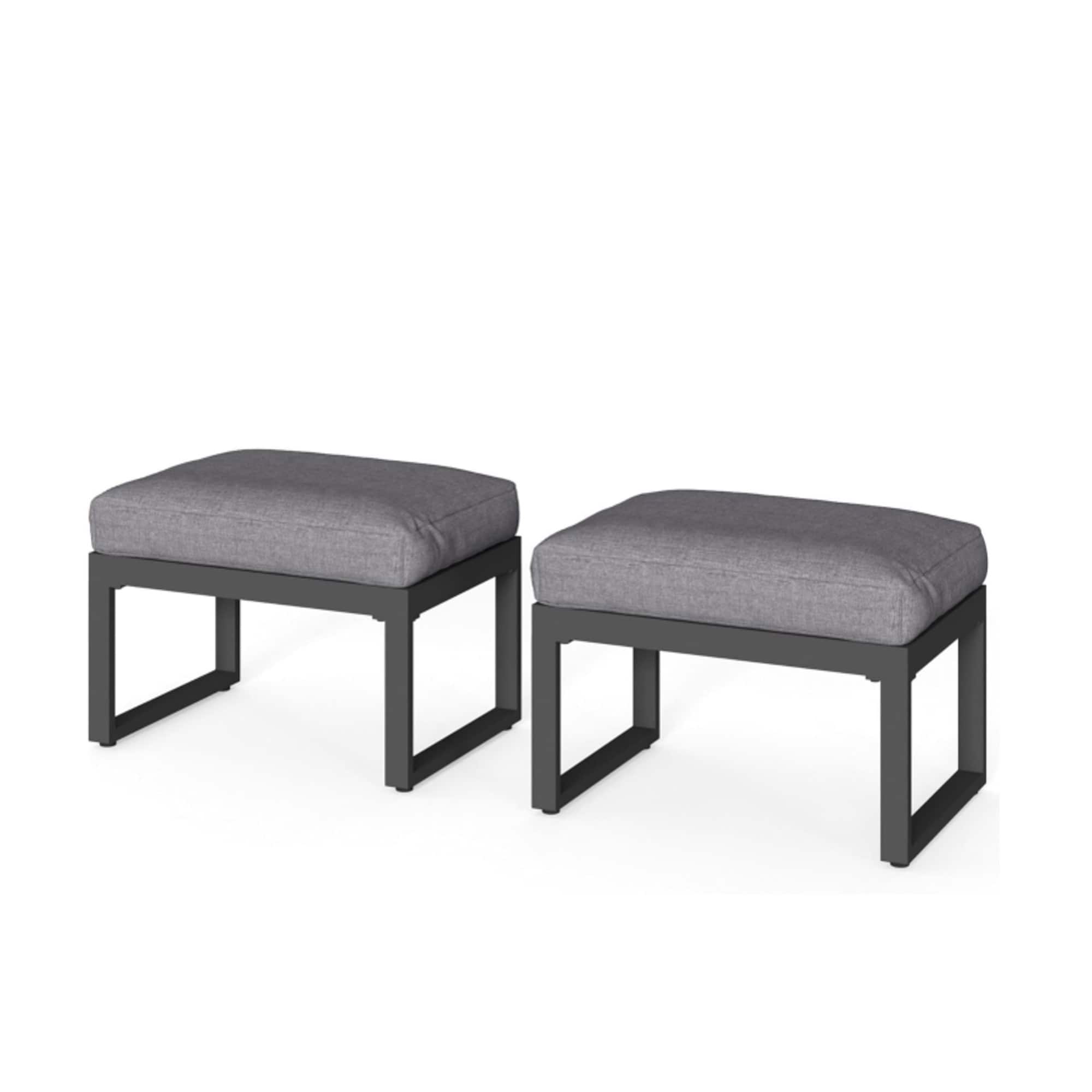 Mondawe - Set of 2 26" Aluminum Patio Ottomans Footrests with Cushions - Black+Grey
