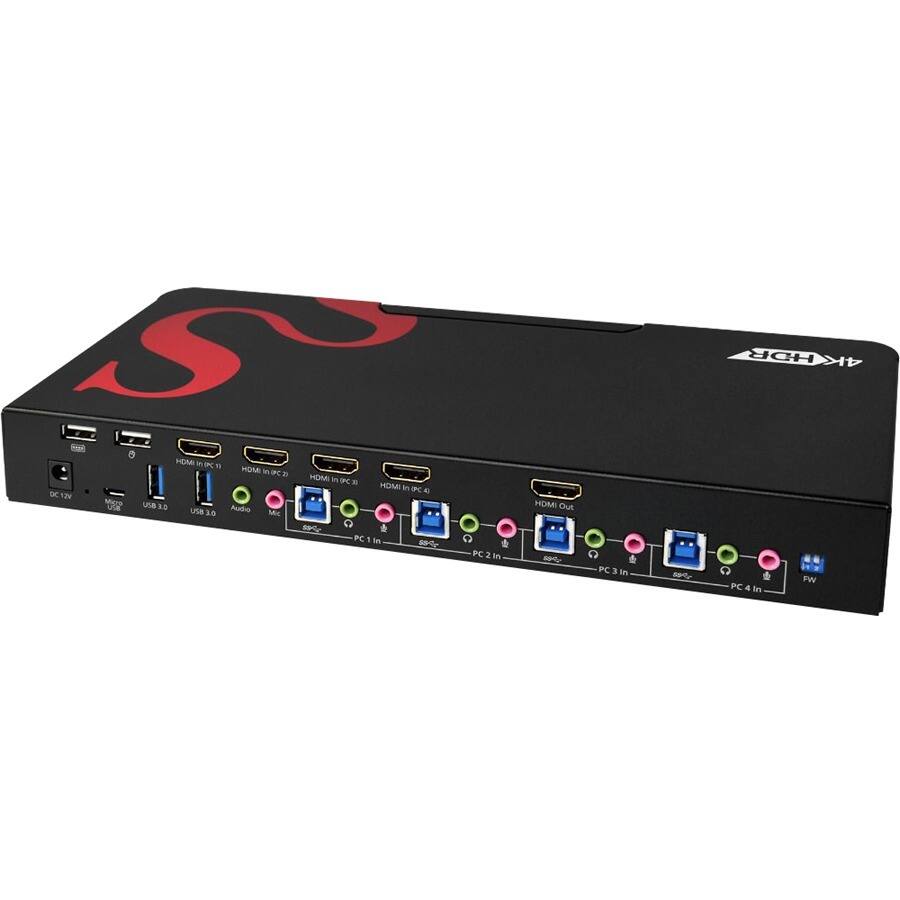 HDR 4  
x 12V  
Micro USE  
HDMI IN PC 1  
HDMI IN PC 2  
HDMI IN PC 3  
HDMI IN PC 4  
HDMI OUT  
USB 3.0  
Audio  
Mic  
PC 1 in  
PC 2 in  
PC 3 in  
PC 4 in  
FW