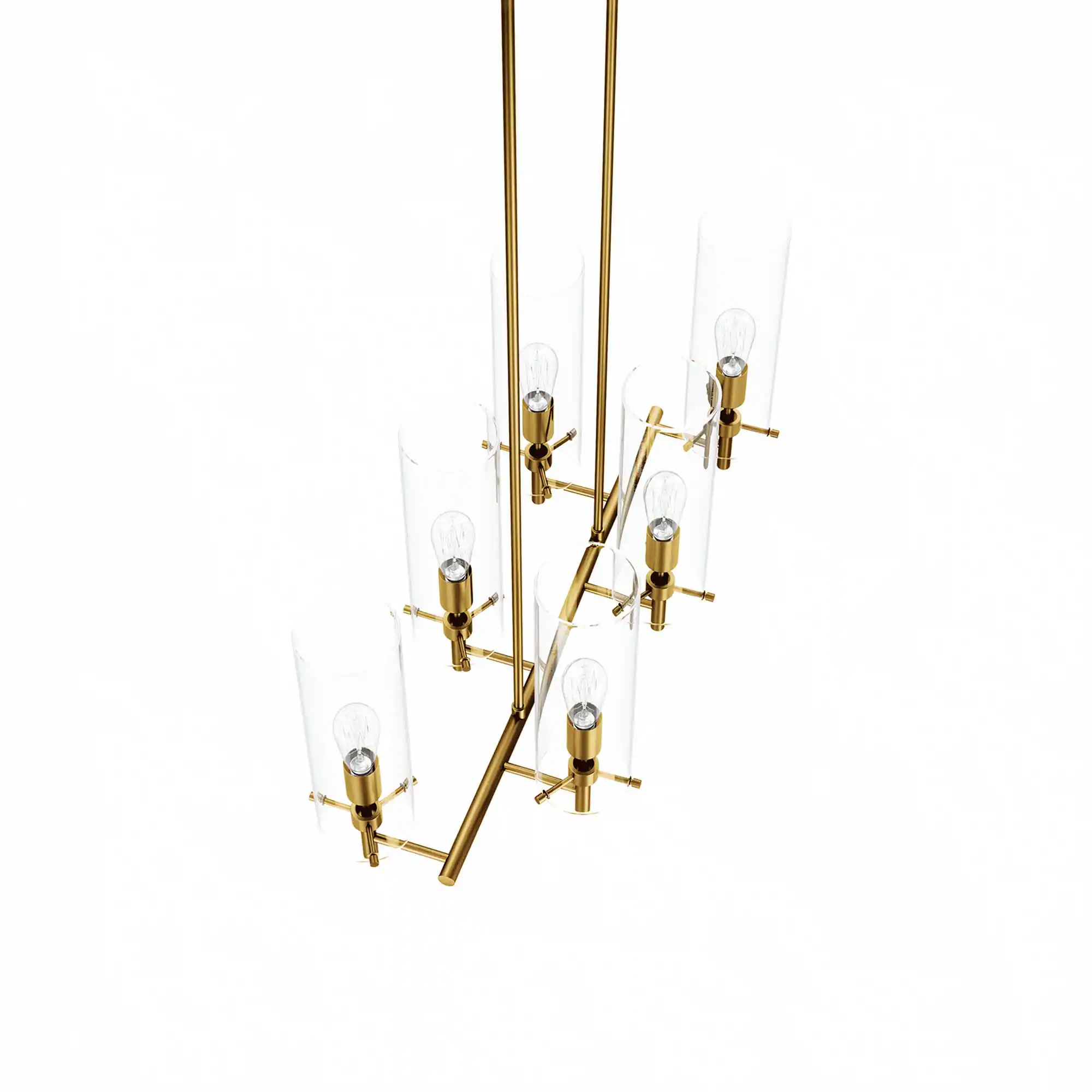 Alt View 4. Modway - Skylark 6-Light Chandelier by Modway - Clear Satin Brass.