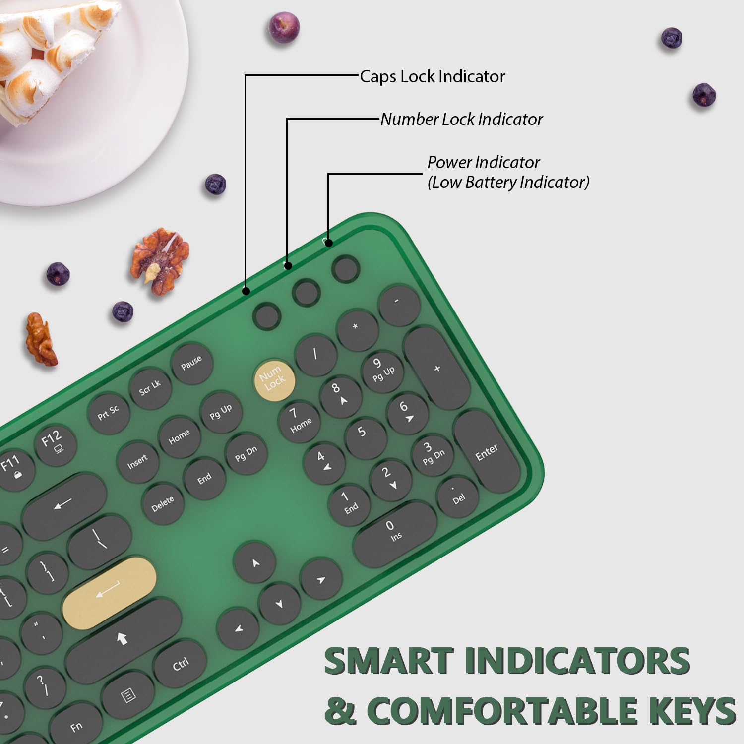 Cozy Serene Wireless Cute Colorful 104 Keys Typewriter Retro Round ...