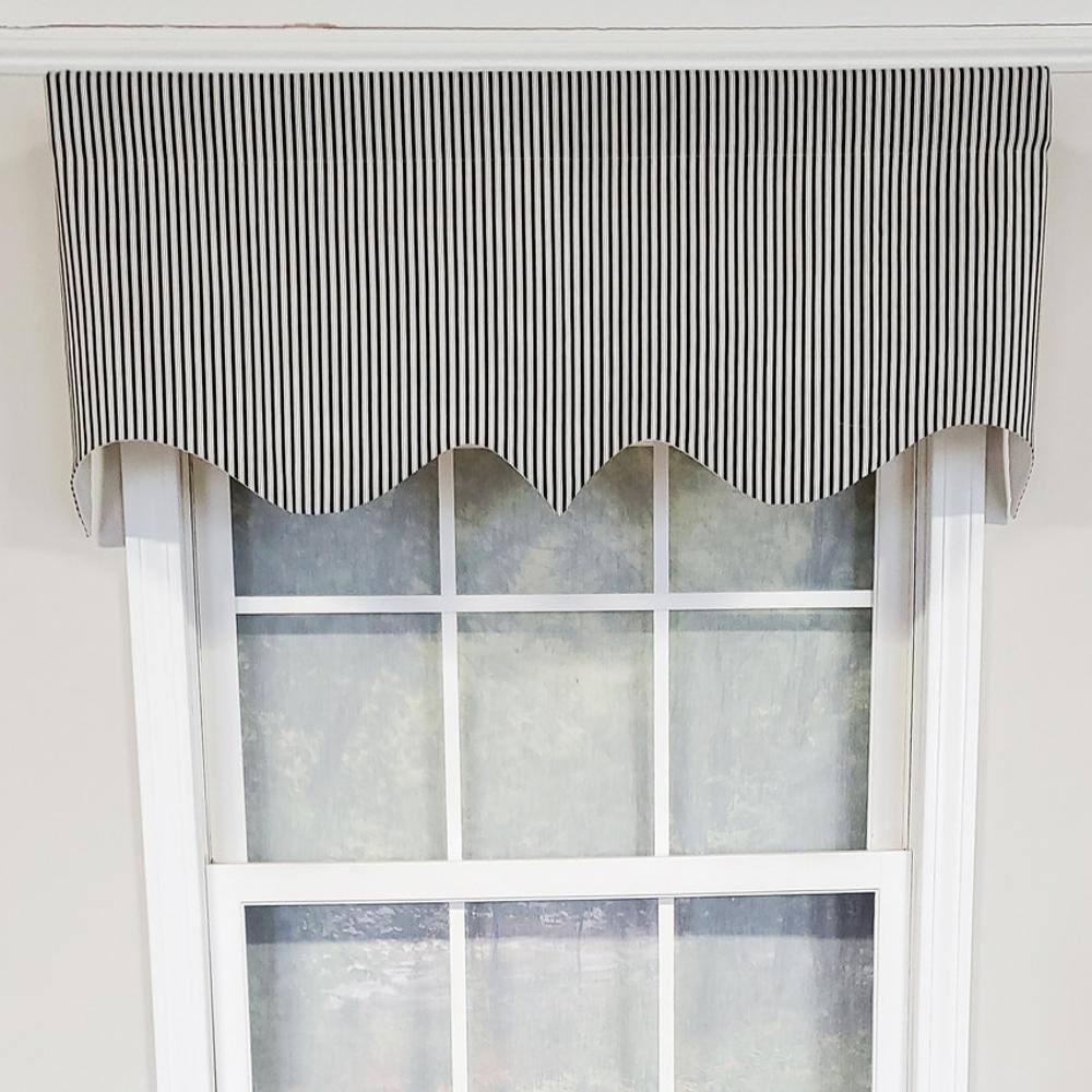 Angle. RLF Home - RLF Home Luxurious Modern Design Classic MG-Ticking Stripe Regal Style Window Valance 50" x 17" Black - Black.