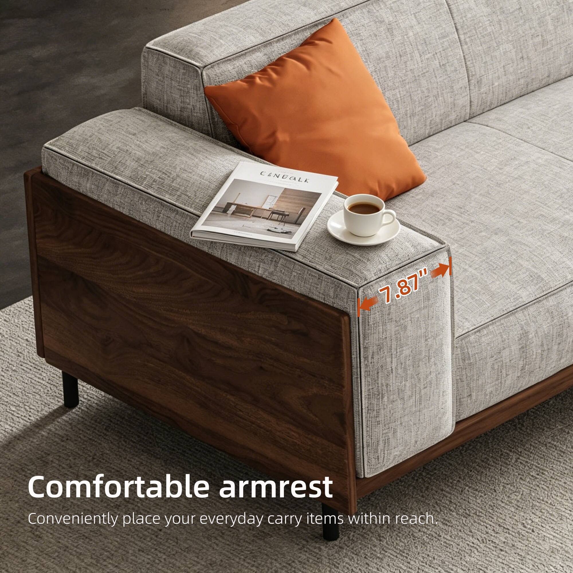 CANUOLE 7.87" Comfortable armrest Conveniently place your everyday carry items within reach.