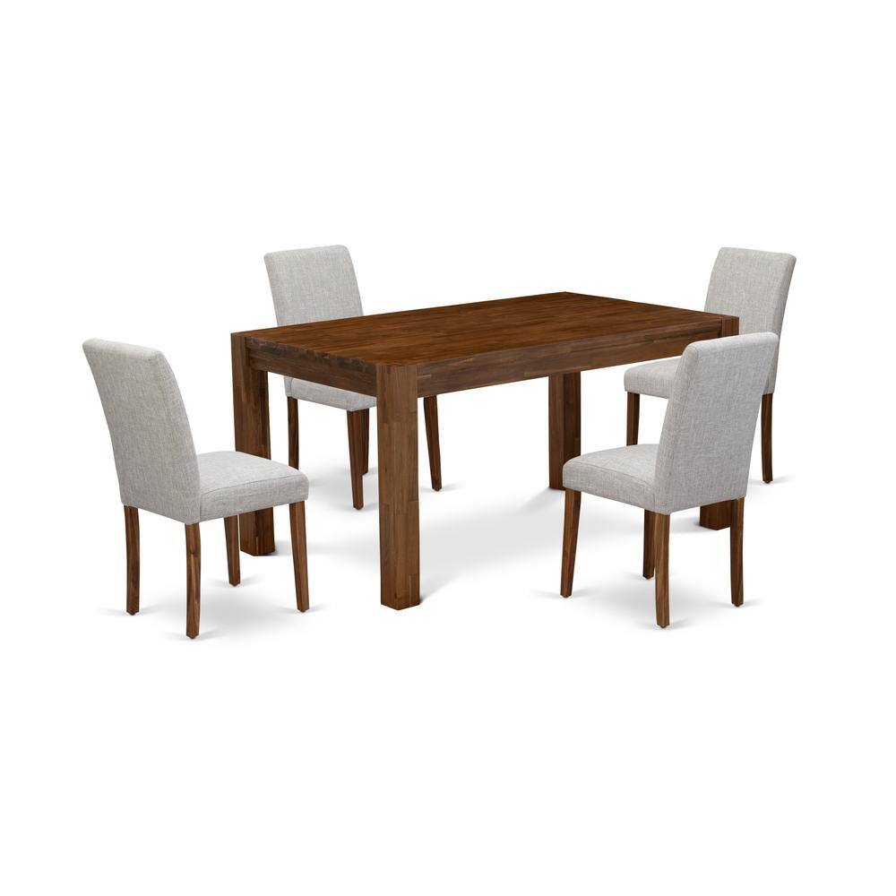 Angle. East West Furniture - East West Furniture CNAB5-NN-35 5Pc Kitchen Set Offers a Kitchen Table and 4 Parson Chairs with Doeskin Color Linen - Natural.