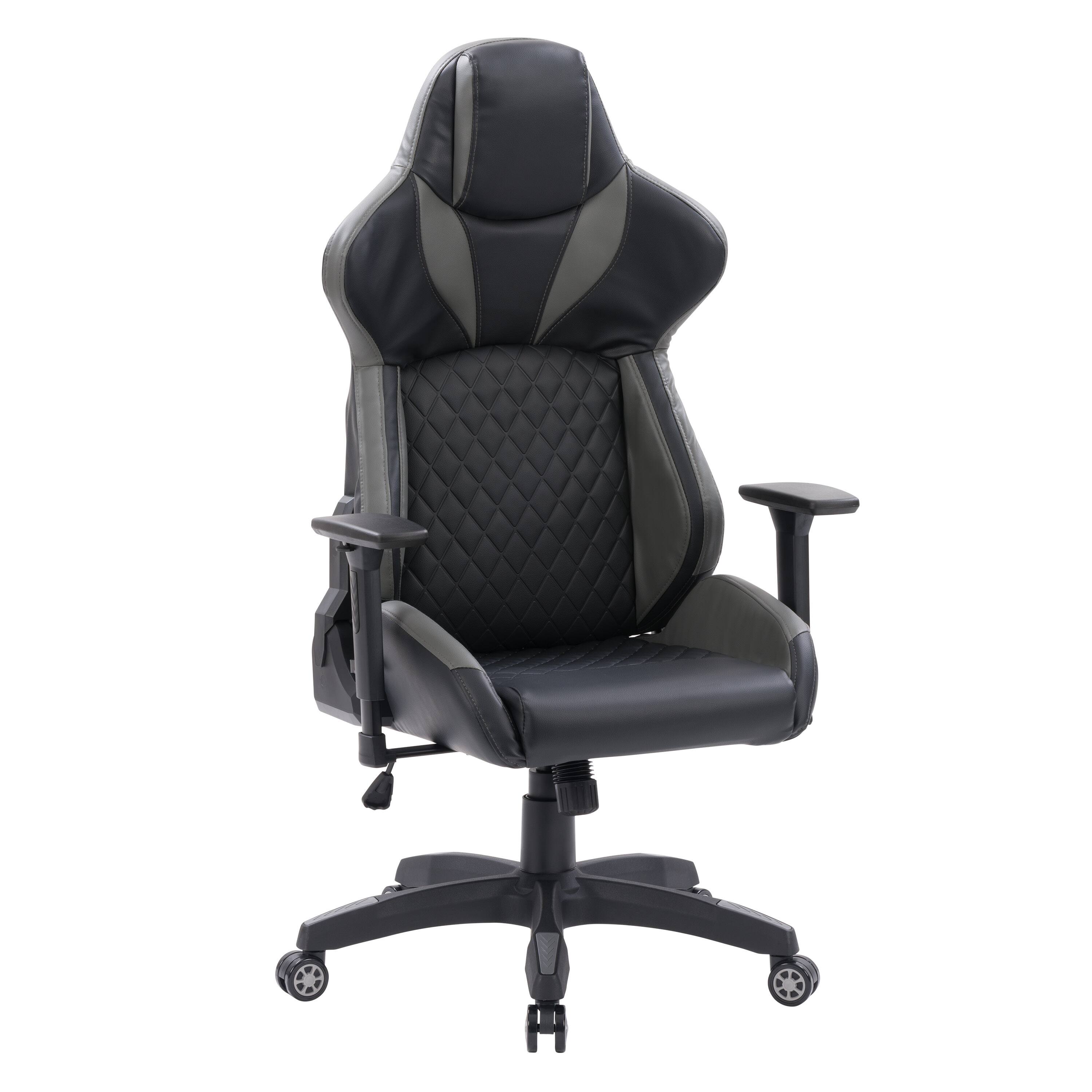 Angle. CorLiving - Nightshade Gaming Chair - Black and Grey.
