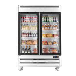 Coolski - 54 in. 47.5 cu. ft. Commercial Display Refrigerator Merchandiser Beverage Cooler 2 Glass Door - Stainless Steel