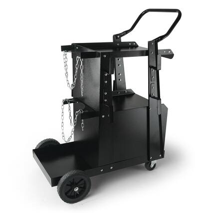 Front. VEVOR - Welding Cart, 2-Tier Heavy Duty Welder Cart with Anti-Theft Lockable Cabinet, 265LBS Weight Capacity, 360° Swivel Wheels - Black.