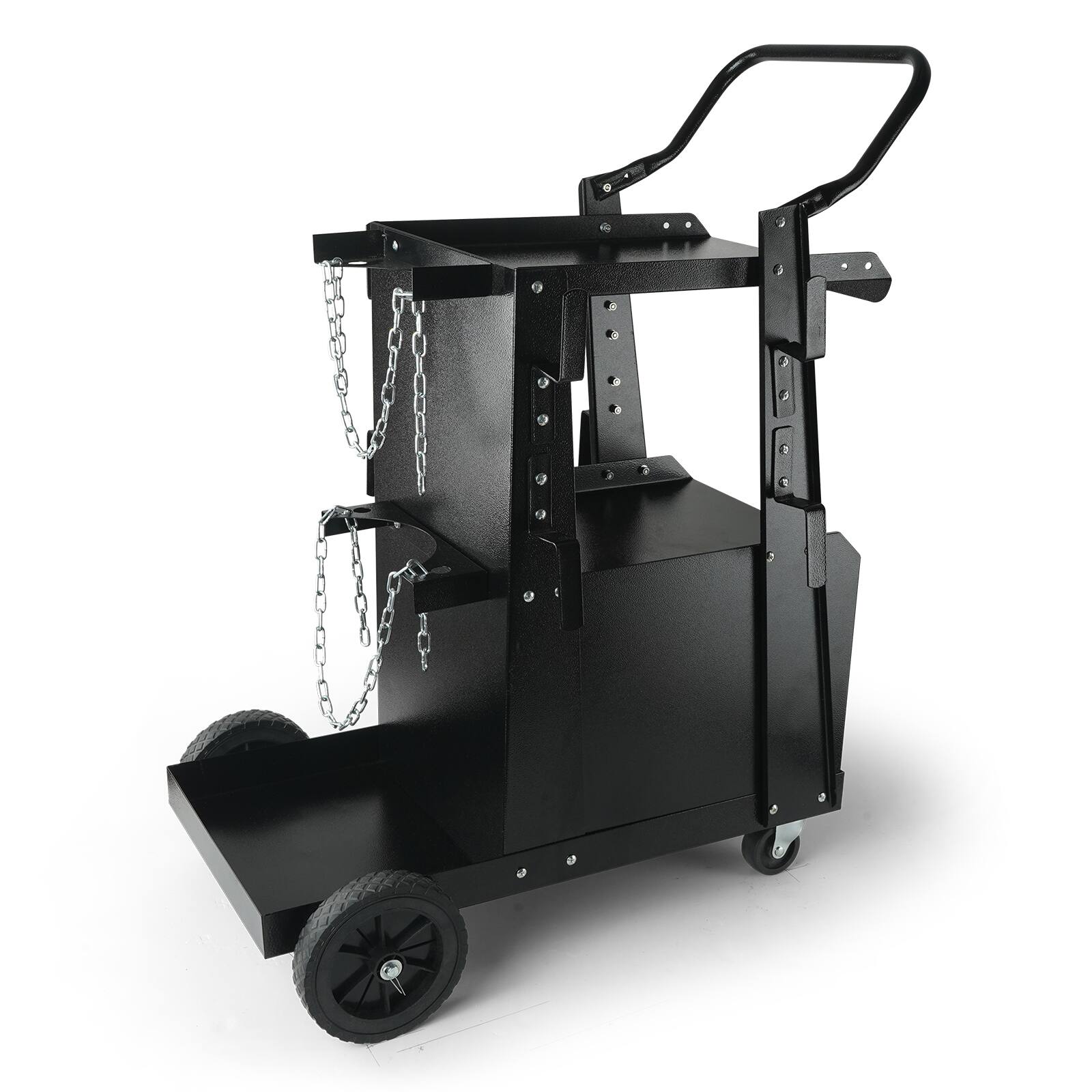 VEVOR - Welding Cart, 2-Tier Heavy Duty Welder Cart with Anti-Theft Lockable Cabinet, 265LBS Weight Capacity, 360° Swivel Wheels - Black