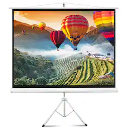 Pyle - 80 Inch Portable Projector Screen – Tripod Stand, Roll-Up, 16:9 Aspect Ratio, Black Masking Border - Standard