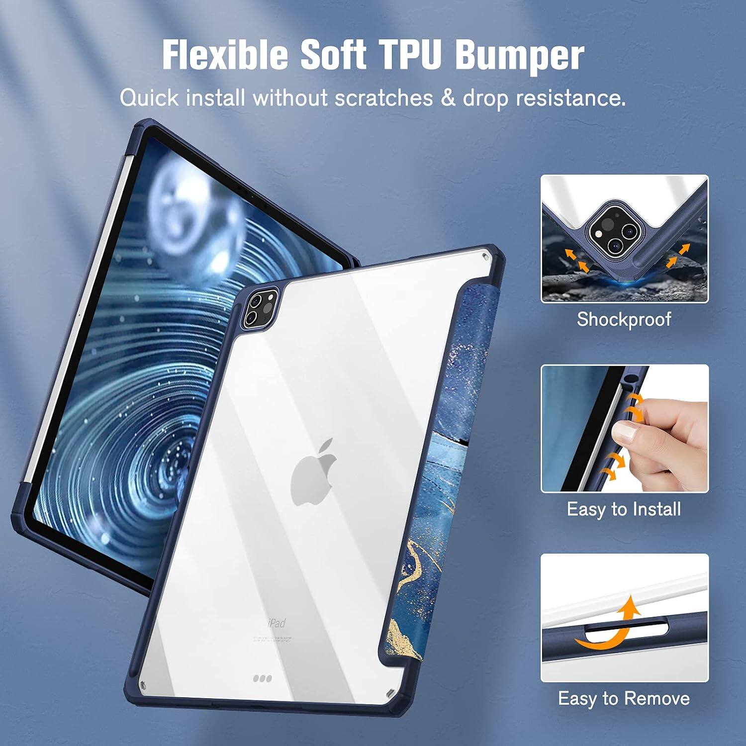 Flexible Soft TPU Bumper  
Quick install without scratches & drop resistance.  
Shockproof  
Easy to Install  
Easy to Remove