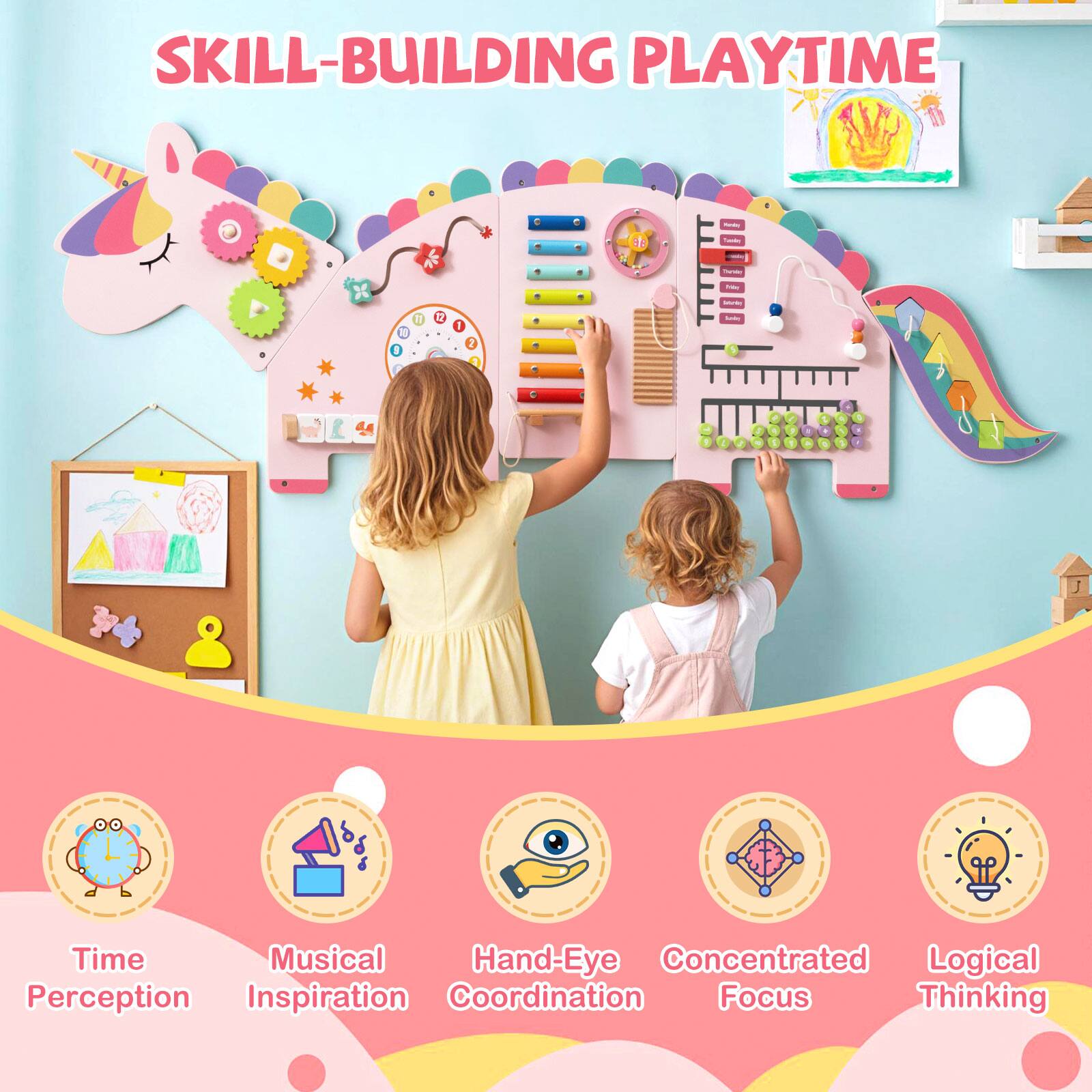 SKILL-BUILDING PLAYTIME

- Time Perception
- Musical Inspiration
- Hand-Eye Coordination
- Concentrated Focus
- Logical Thinking