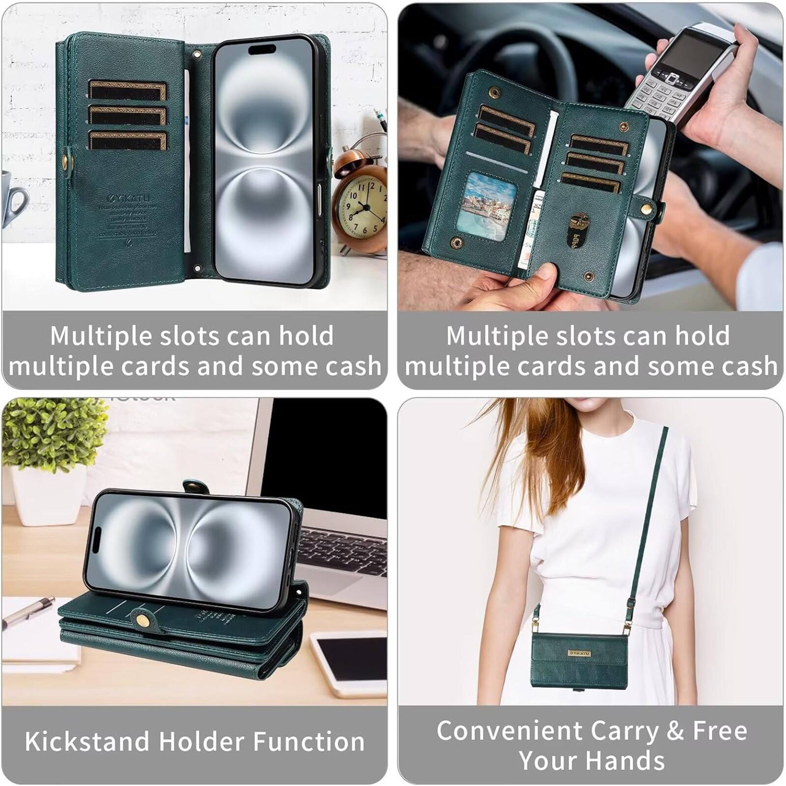 Multiple slots can hold multiple cards and some cash

Multiple slots can hold multiple cards and some cash

Kickstand Holder Function

Convenient Carry & Free Your Hands