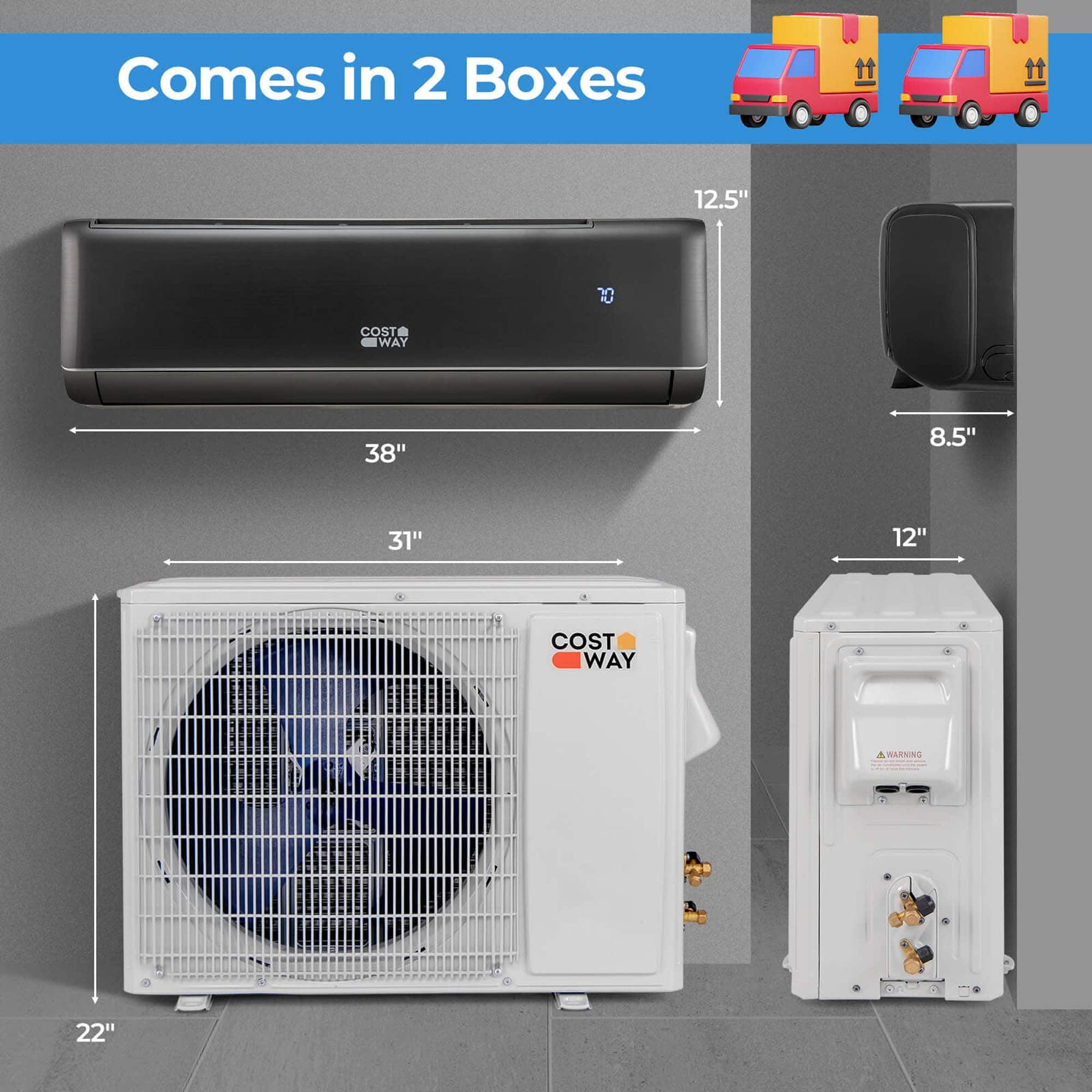 Costway 18000 BTU Mini Split Air Conditioner & Heater with Heat Pump ...