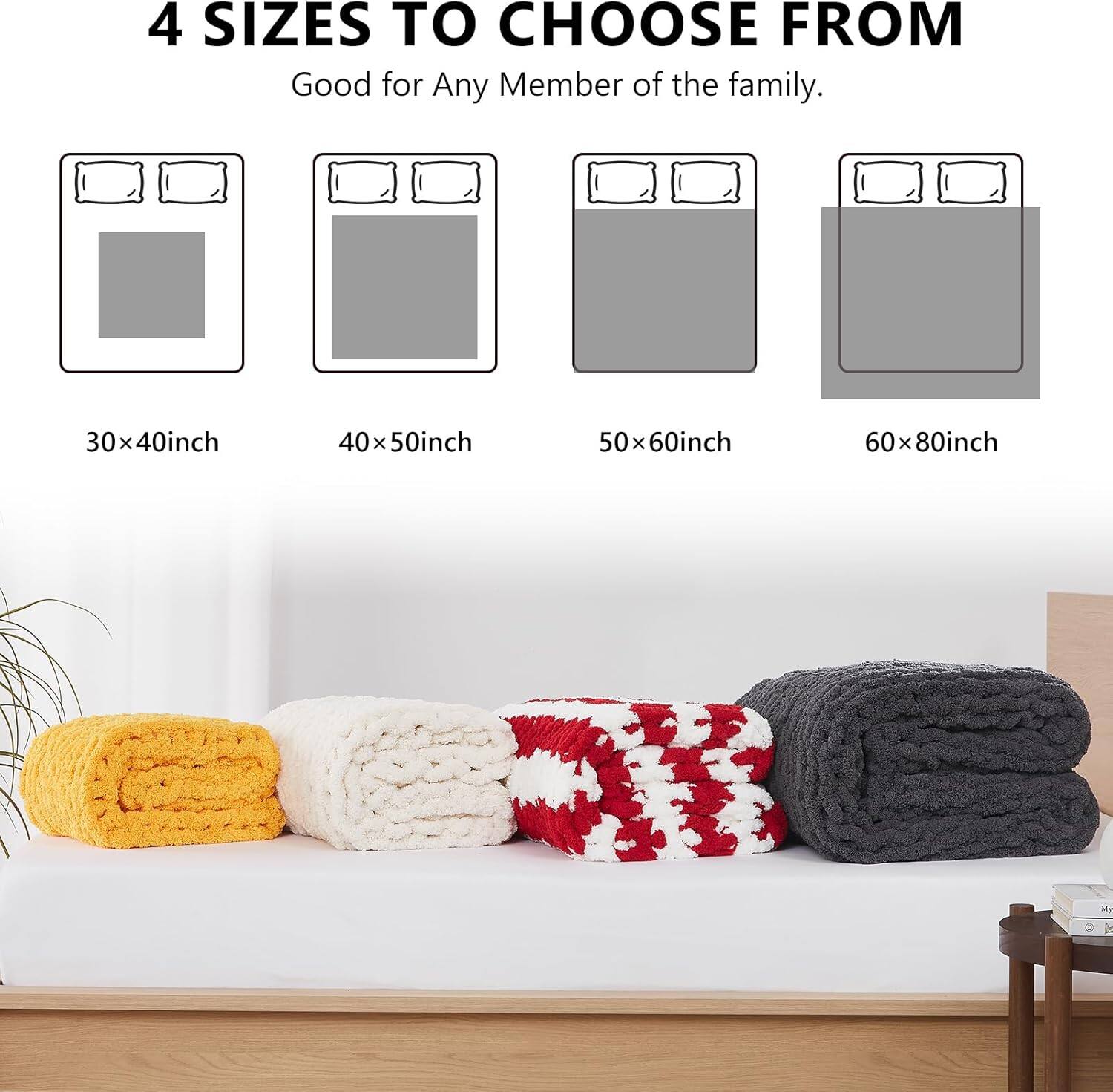 4 SIZES TO CHOOSE FROM  
Good for Any Member of the Family.  

30x40inch  
40x50inch  
50x60inch  
60x80inch