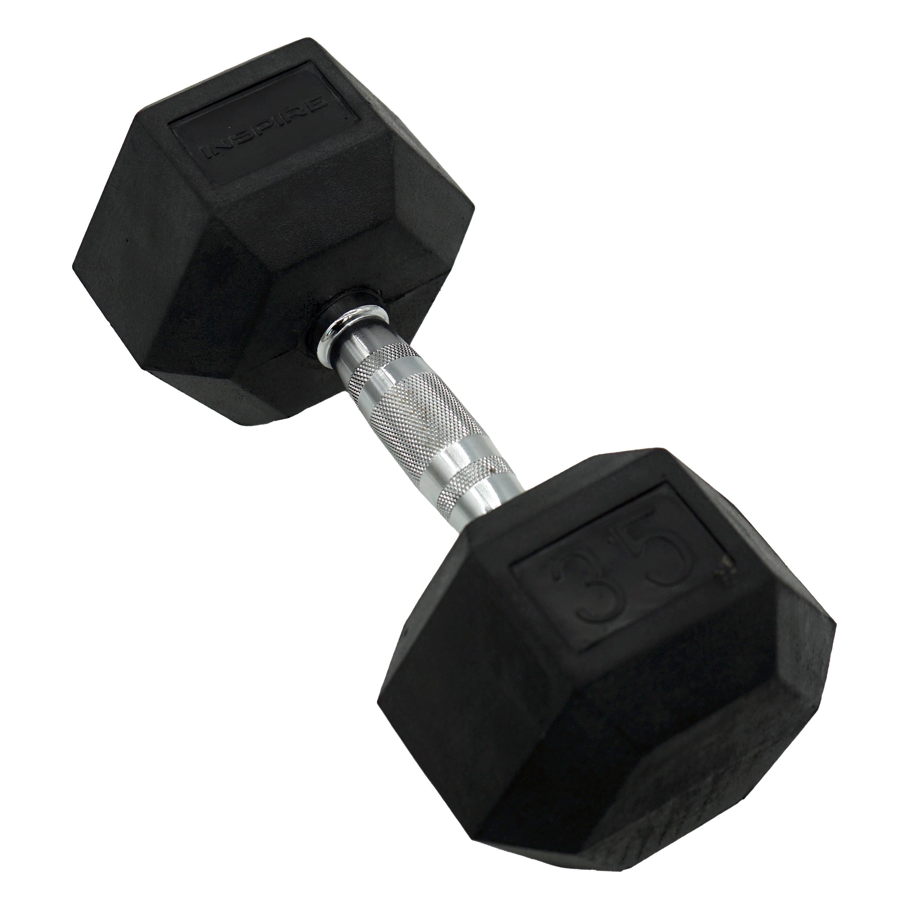 Inspire - Fitness 35 LB Rubber Dumbbell - Black
