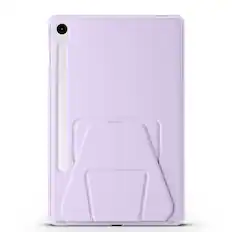 Front. Dteck - Slim Faux Leather Case for Samsung Galaxy Tab S10 FE / S10 / S9 / S9 FE,Soft Silicone Bumper Shell with Foldable Stand - Purple.