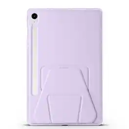 Dteck - Slim Faux Leather Case for Samsung Galaxy Tab S10 FE / S10 / S9 / S9 FE,Soft Silicone Bumper Shell with Foldable Stand - Purple