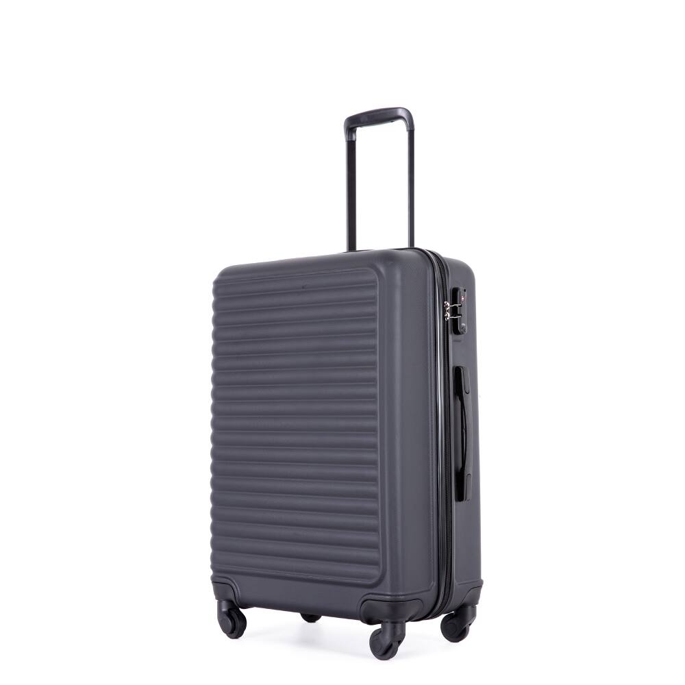 Back. Ropilly - Ropilly 3 Piece Luggage Set Hardshell Suitcase with Wheels TSA Lock Black 20 24 28 Inch - Black.