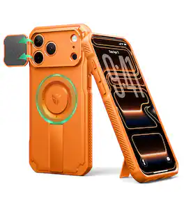 Dexnor - Phone Case for iPhone 17 Pro Max with Flip Camera Cover, Compatible with MagSafe, Heavy-Duty Rugged Shockproof 6.9 inch - Vibrant Orange