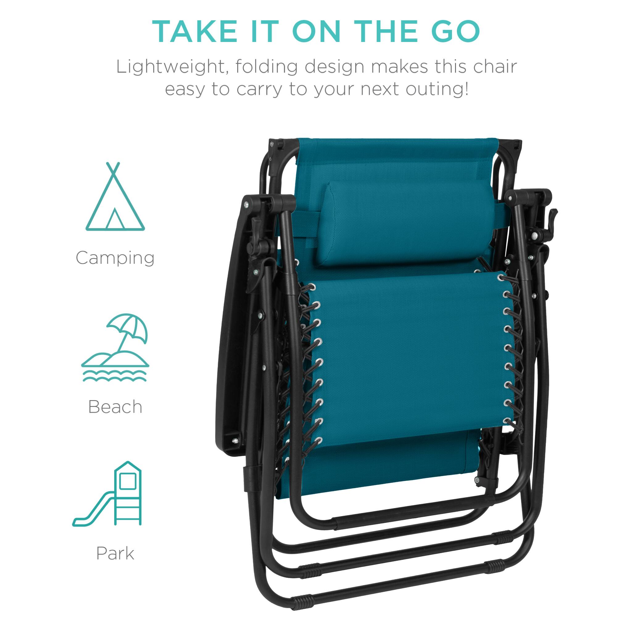TAKE IT ON THE GO  
Lightweight, folding design makes this chair easy to carry to your next outing!  

Camping  
Beach  
Park