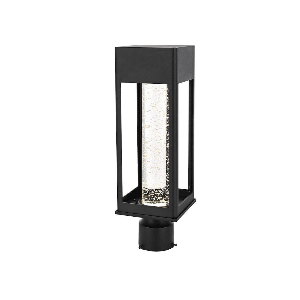 Angle. Elegant Lighting - Amaris 18 inch LED Outdoor Post light in Black - Black And Clear.