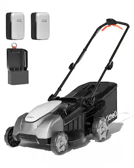 Litheli - 2*40V Cordless Lawn Mowers, 18 Inch, 6-Position Height Adjustment, Brushless Motor, with 2*5.0Ah Battery&Dual Ch