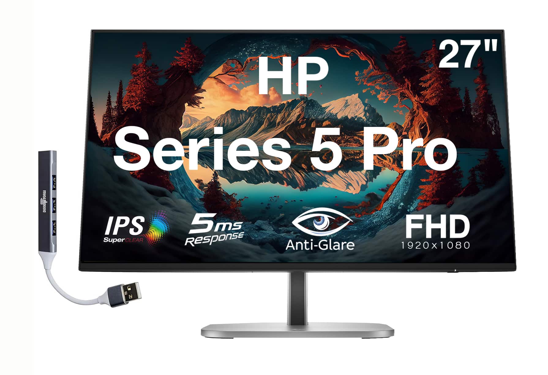 HP - Series 5 Pro 27" FHD IPS Monitor With 5ms Response Time, Anti Glare, Flicker Free, Pivot, Displayport, HDMI & DKZ - Black