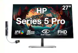 HP - Series 5 Pro 27" FHD IPS Monitor With 5ms Response Time, Anti Glare, Flicker Free, Pivot, Displayport, HDMI & DKZ - Black