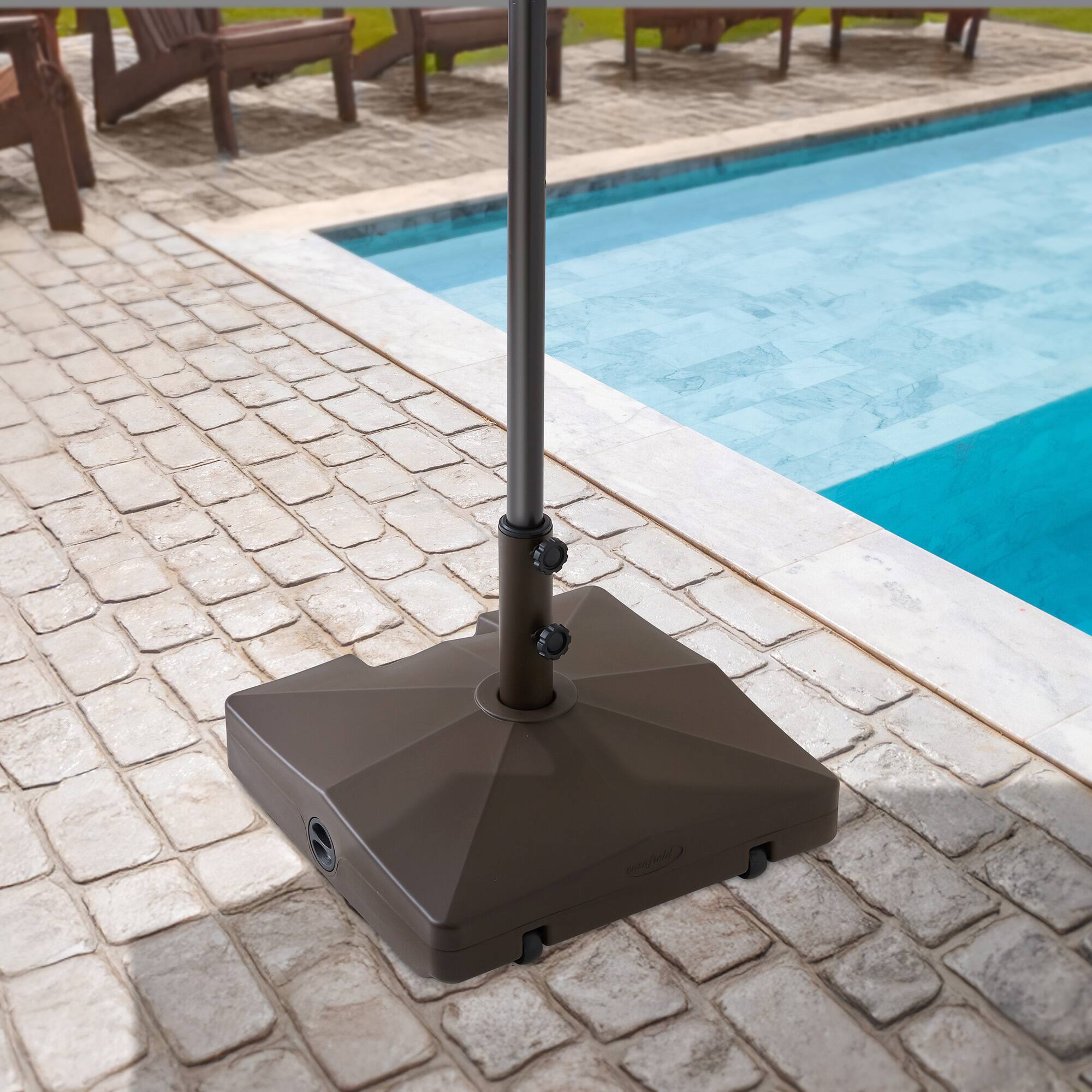 Alt View 1. Casafield - Fillable Mobile Umbrella Base Stand w/ Wheels for Patio - Lawn - Deck - Brown.