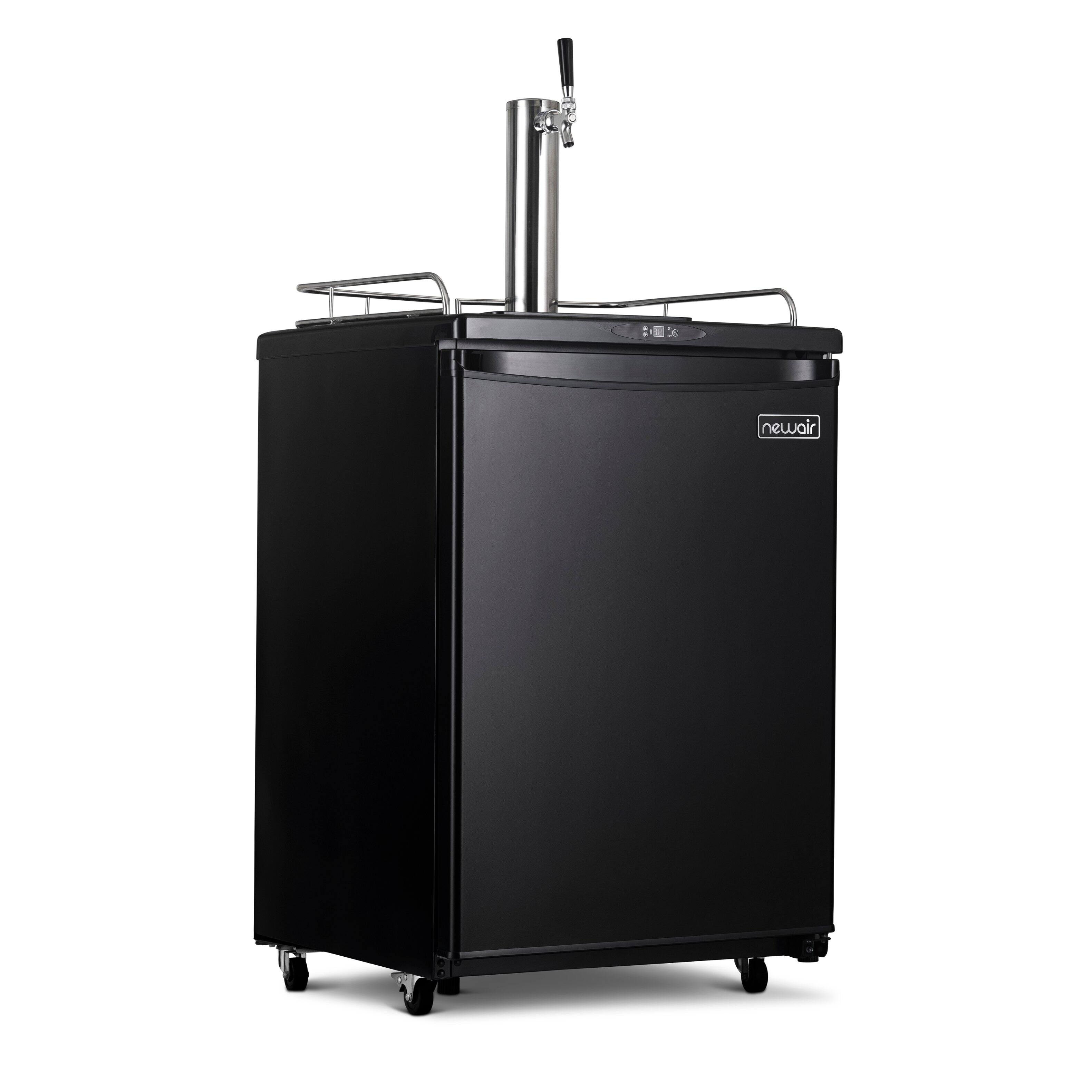 Front. NewAir - 5.8 Cu. Ft. Single Tap Kegerator with Draft Beer Kit and Co2 Tank Included, ½, ¼, 1/6 Barrel Keg Capacity - Matte Black.