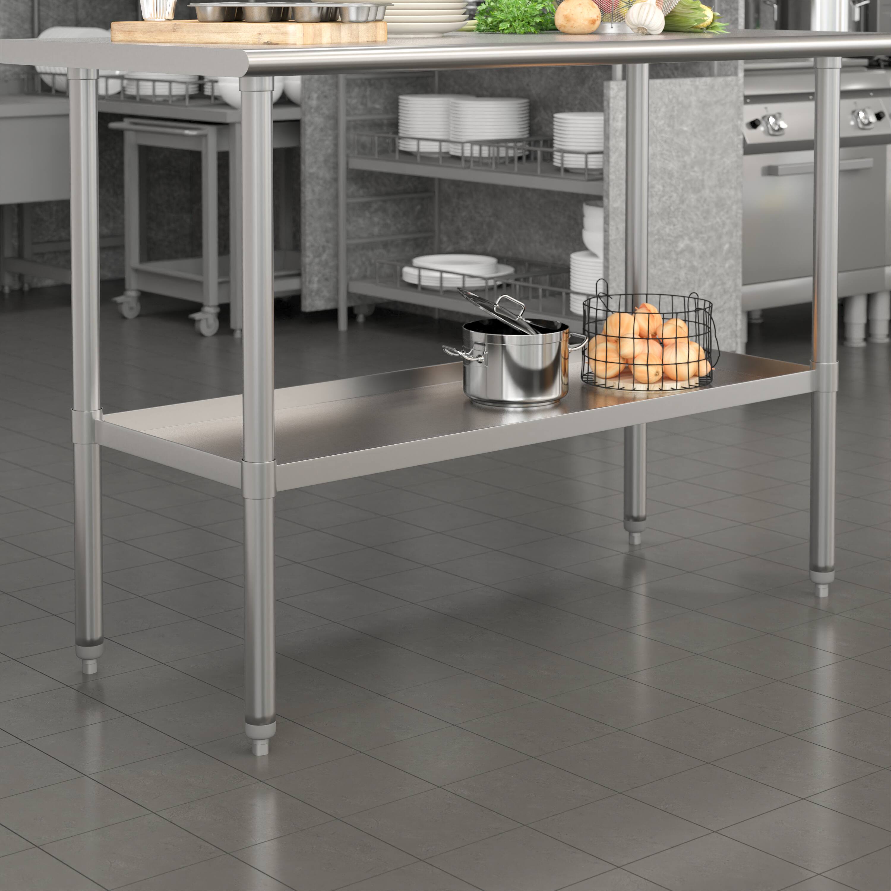 Alt View 1. Emma + Oliver - Under Shelf for Kitchen Prep and Work Tables - Adjustable Galvanized Lower Shelf for Stainless Steel Tables - Stainless Steel.