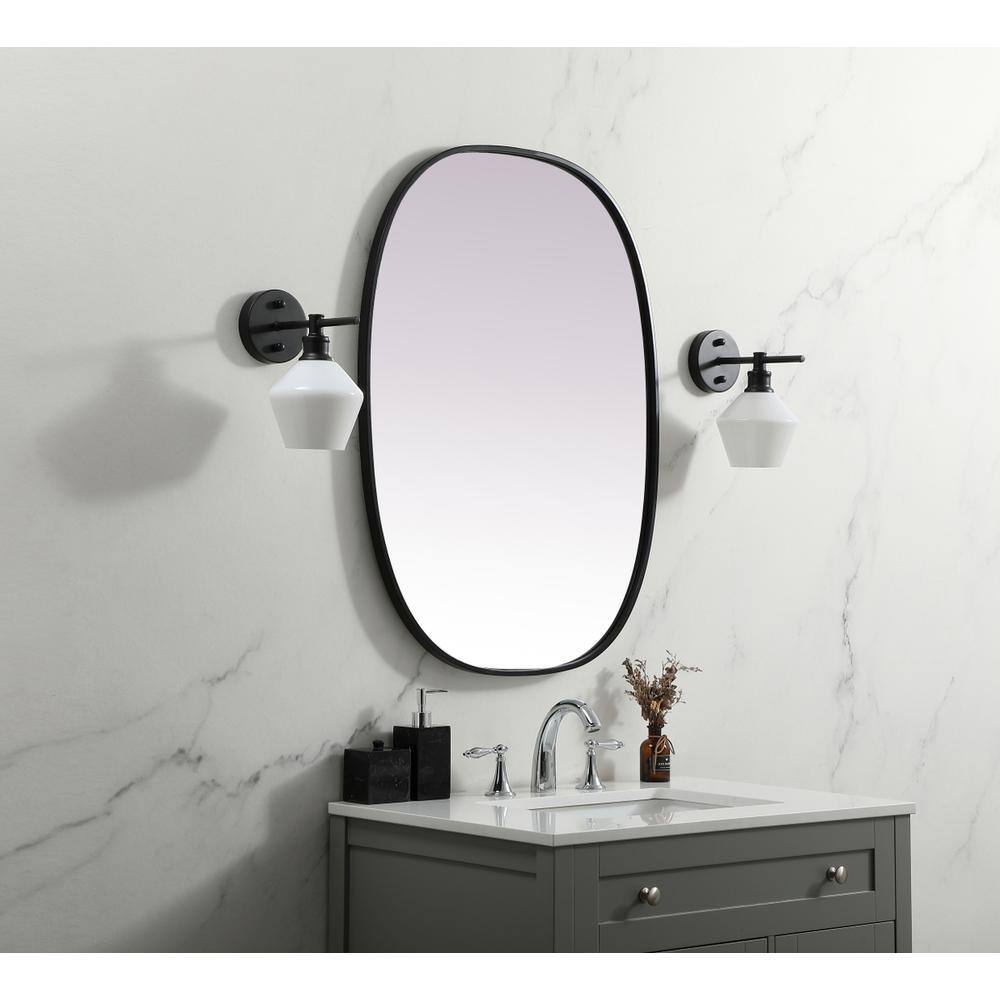 Alt View 6. Elegant Decor - Metal Frame Oval Mirror 27x36 Inch in Black - Black.