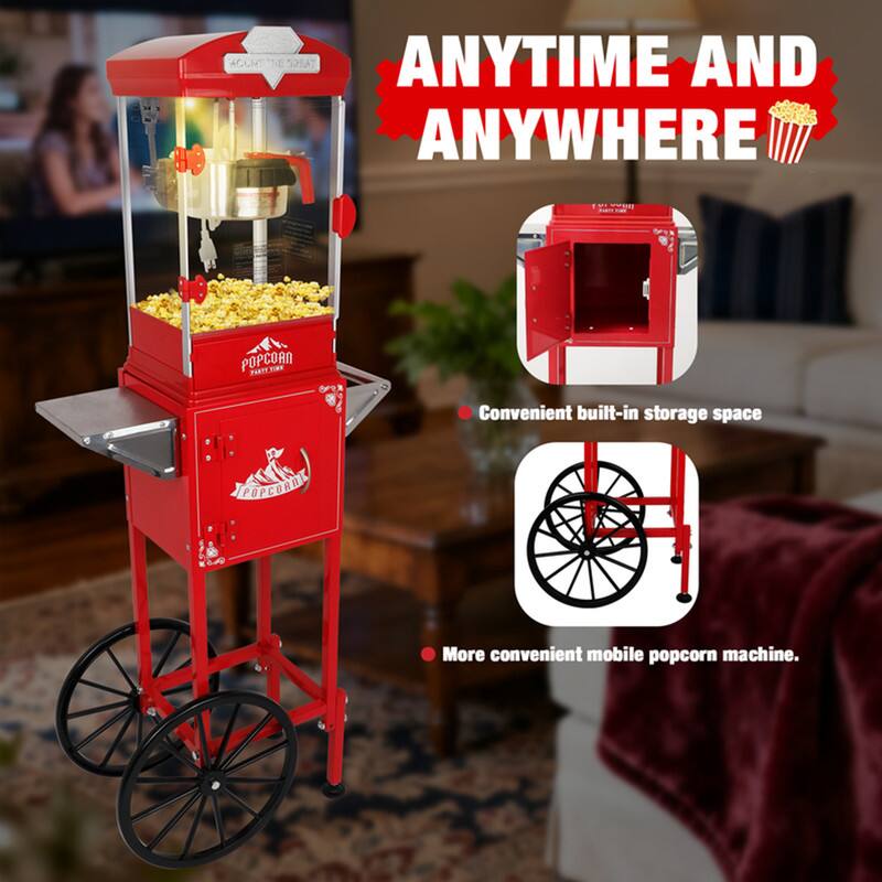 Popcorn Storage Machine Wikistore Popcorn Machine with Cart Wheels 10 Oz Kettle Popcorn Maker ...
