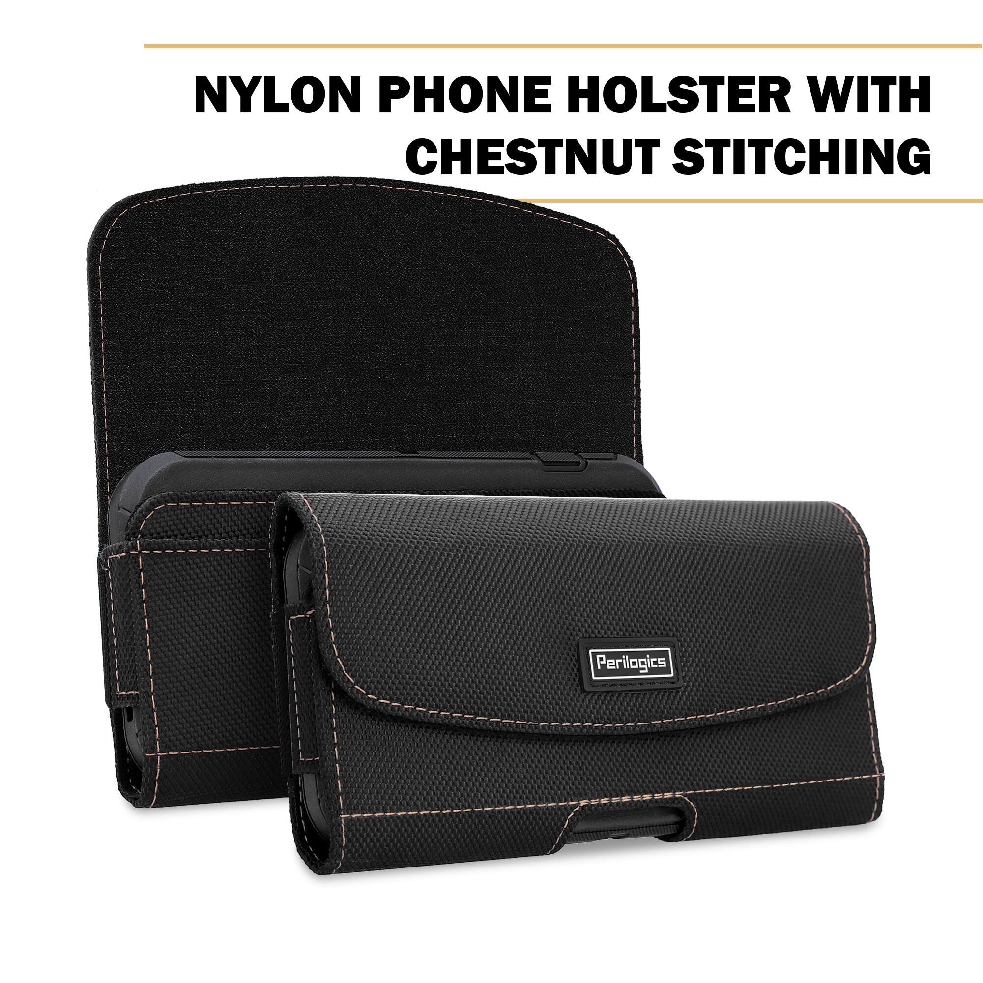 NYLON PHONE HOLSTER WITH CHESTNUT STITCHING

Perilogics